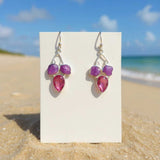 Fuchsia & Fire Statement Necklace Set – Agate, Red Crystal, and Pearl Accents