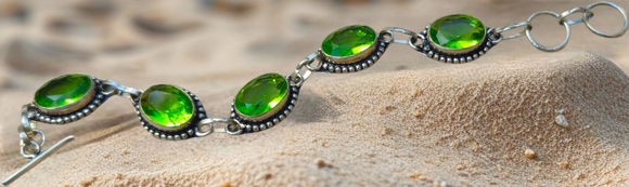 Vintage-Style Peridot Green Gemstone Bracelet
