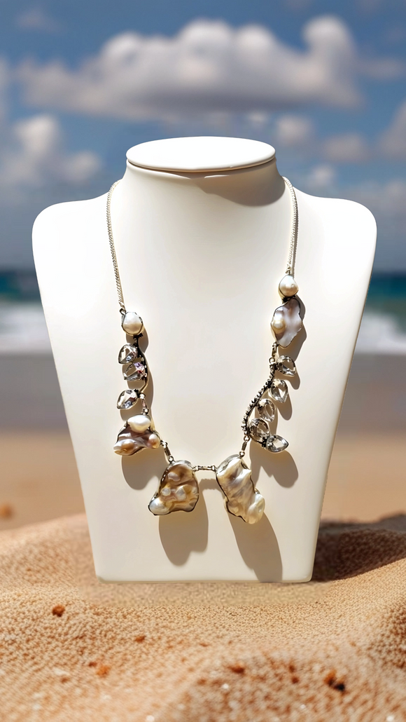Baroque Pearl & Crystal Statement Necklace