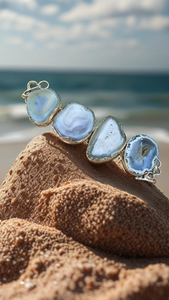 Greenish Brown Agate Slice Cuff Bracelet