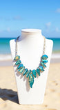 Raw Turquoise Silver Chain Necklace