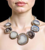 Brown Agate Slice Statement Necklace