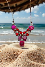 Load image into Gallery viewer, Fuchsia &amp; Fire Statement Necklace Set