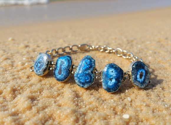Blue Druzy Geode Slice Bracelet