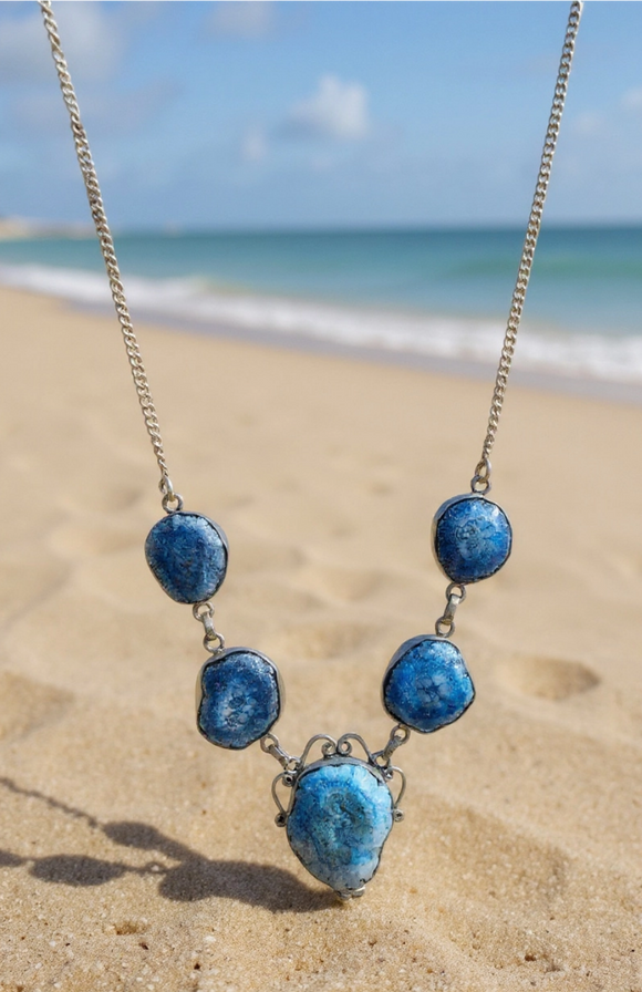 Blue Druzy Geode Statement Necklace