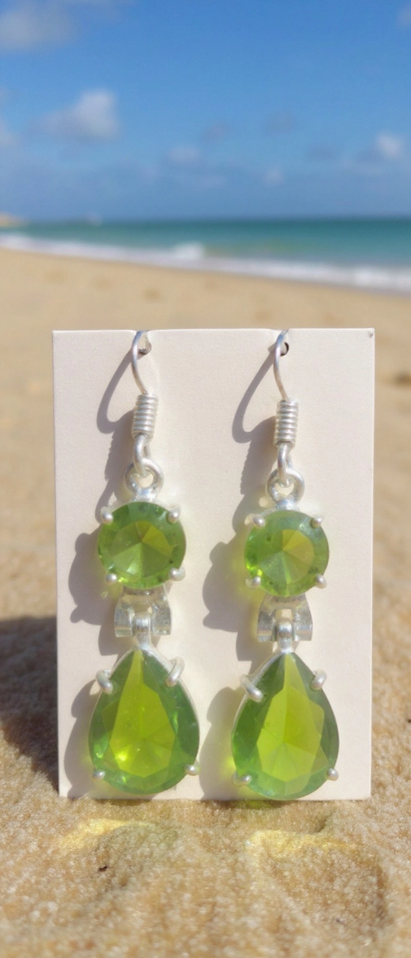 Peridot Green Teardrop Dangle Earrings