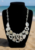 Varying Shades of Grey Agate Geode Slice Statement Necklace