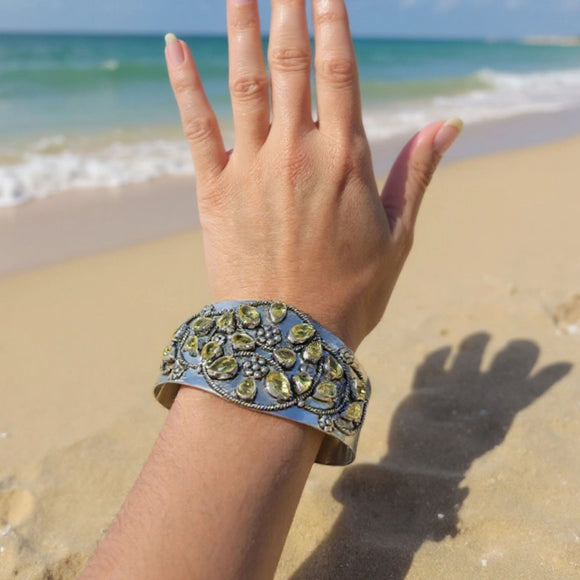 Vintage Peridot Gemstone Statement Cuff