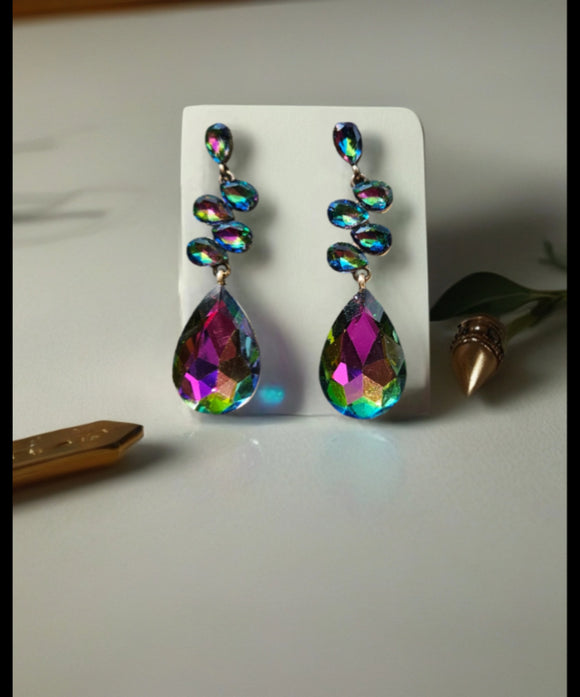 Mystic Rainbow Teardrop Earrings
