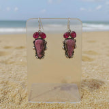 Pink Agate Slice Necklace & Matching Earrings