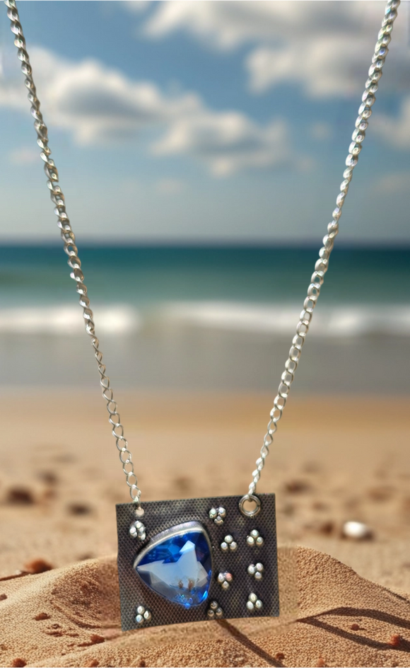 Ocean Sky Blue Gem Pendant Necklace