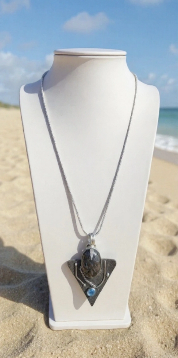 Triangle Labradorite & Blue Topaz Statement Necklace