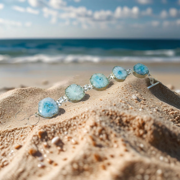 Ocean Blue Druzy Quartz Bracelet